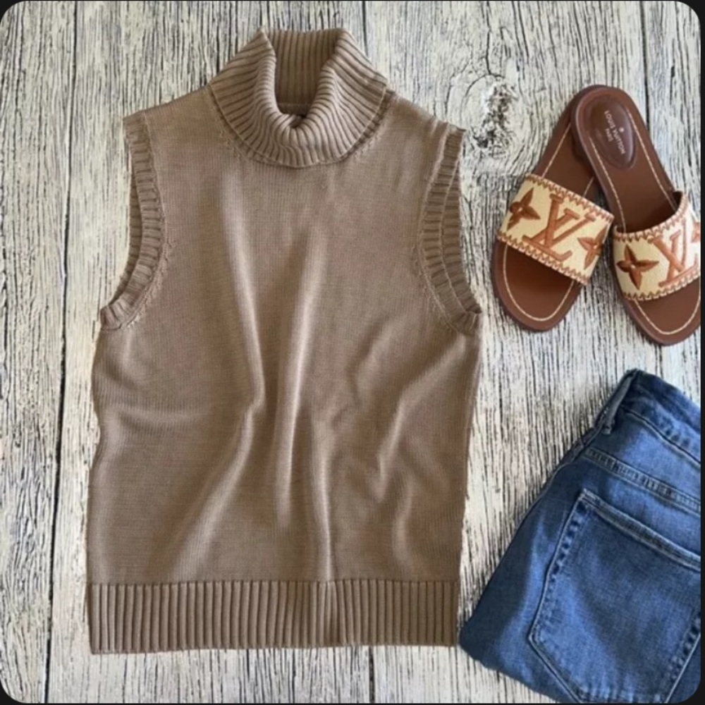 Lauren Ralph Lauren Silk Sleeveless Turtleneck Sweater